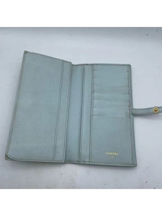 Chanel Coco Button Bifold Wallet Lime Green Card Billfold - Picture 9 of 16